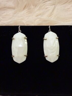 Kendra Scott White Faceted Oval Drop Earrings